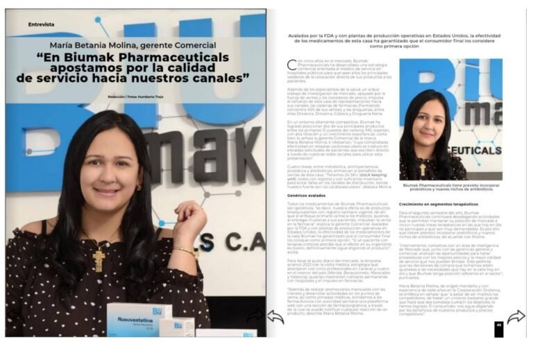 María Betania Molina, gerente Comercial de Biumak Pharmaceuticals